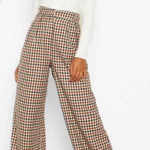 boohoo Tall Wide Leg Check Pants